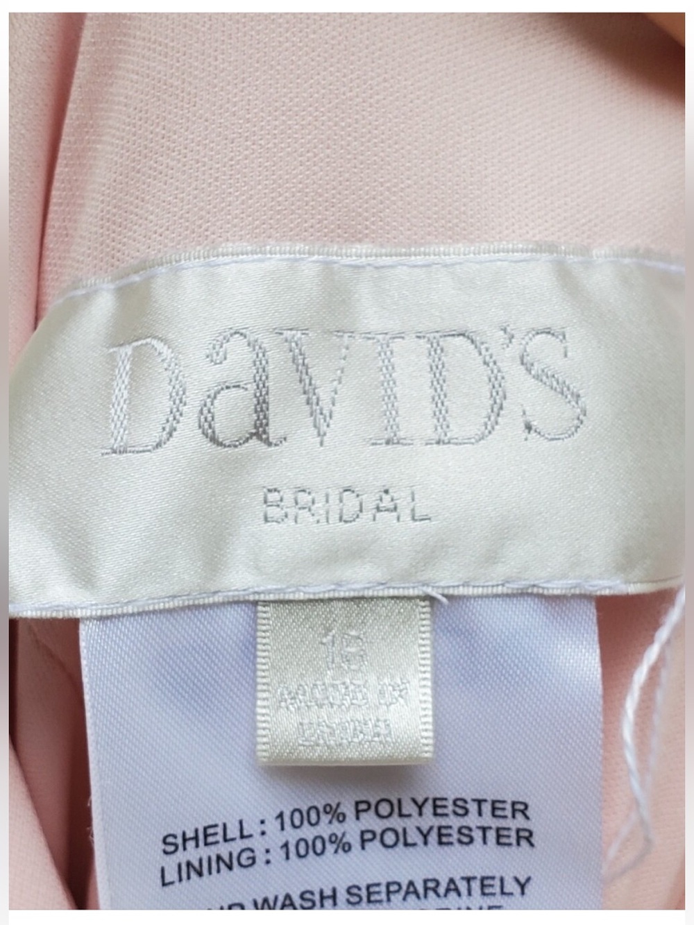 NWT David's Bridal One-Shoulder Blush Pink Maxi Dress Size 16 - Picture 6 of 8